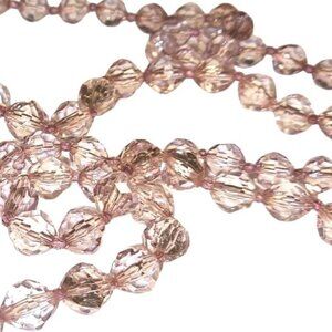 Vintage Necklace Pink Acrylic Faceted Beaded Double Strand Lobster Clasp